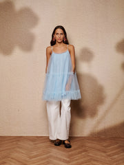 Sway Tulle Ruffle Mini Dress Baby Blue / Z