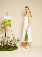 Lily Jacquard Rosette Midi Dress Pearled White / Z