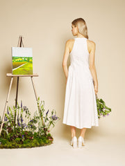 Lily Jacquard Rosette Midi Dress Pearled White / Z