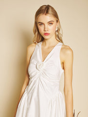 Lily Jacquard Rosette Midi Dress Pearled White / Z