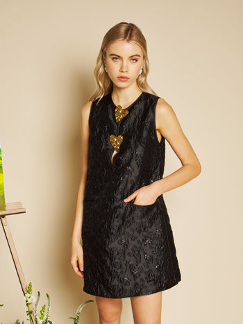 Marguerite Jacquard Mini Dress Coal Black / Z