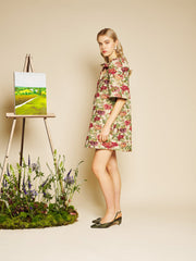 Petunia Tapestry Mini Dress Red, Green & Tan / Z