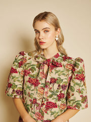 Petunia Tapestry Mini Dress Red, Green & Tan / Z