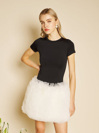Papillon Tulle Hem Mini Dress Coal Black / Z