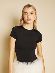 Papillon Tulle Hem Mini Dress Coal Black / Z