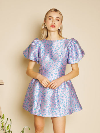 Wisteria Jacquard Mini Dress Blue Lilac / Z