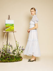 Stipple Spot Maxi Dress Blue Spot & White / Z