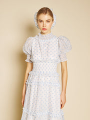Stipple Spot Maxi Dress Blue Spot & White / Z