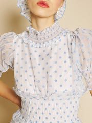 Stipple Spot Maxi Dress Blue Spot & White / Z