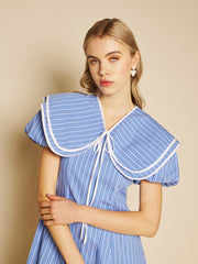 Tulip Stripe Mini Dress Washed Indigo Blue / Z
