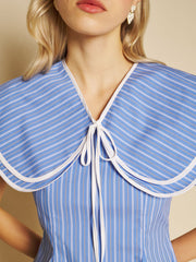Tulip Stripe Mini Dress Washed Indigo Blue / Z