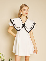 Daffodil Collar Mini Dress Ivory Cream / Z