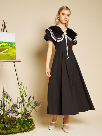 Primrose Collar Midi Dress Coal Black / Z