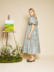 Iris Jacquard Midi Dress Leaf Green, Blue Floral / Z