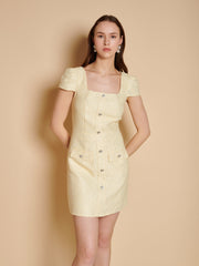 Ella Tweed Mini Dress Pastel Yellow / Z