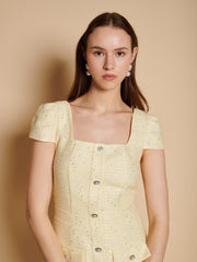 Ella Tweed Mini Dress Pastel Yellow / Z