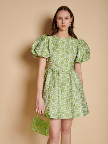 Freja Jacquard Mini Dress Fennel Green / Z