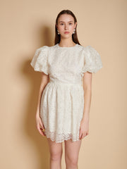 Winnie  Embroidered Mini Dress Pearled White / Z