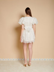 Winnie  Embroidered Mini Dress Pearled White / Z