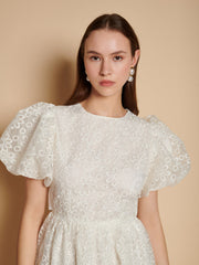 Winnie  Embroidered Mini Dress Pearled White / Z