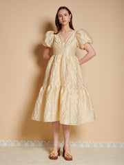 Yarrow Jacquard Midi Dress Butter Yellow / Z