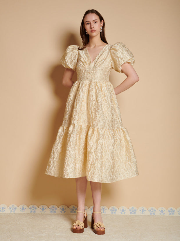 Yarrow Jacquard Midi Dress Butter Yellow / Z