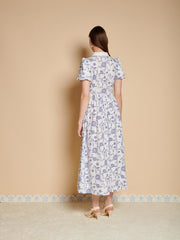 Dala Print Midi Dress Colbalt & White / Z