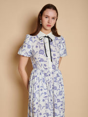 Dala Print Midi Dress Colbalt & White / Z