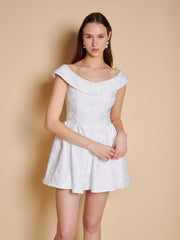 Willow Jacquard Mini Dress Pearled White / Z