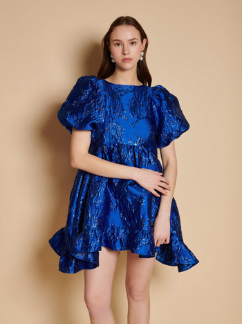 Watercolour Jacquard Mini Dress Cobalt Blue / Z