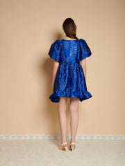 Watercolour Jacquard Mini Dress Cobalt Blue / Z