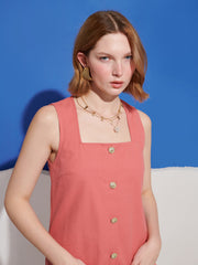 Island Life Embroidered Mini Dress Rust Red / Z