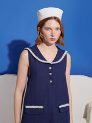 Breeze Tweed Sailor Dress Navy Blue / Z