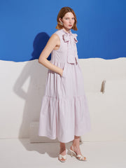 Wave Stripe Bow Maxi Dress Baby Pink / Z