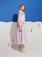 Wave Stripe Bow Maxi Dress Baby Pink / Z