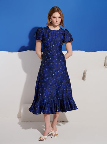Azure Jacquard Midi Dress Cobalt Blue / Z