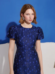 Azure Jacquard Midi Dress Cobalt Blue / Z