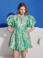 Pistachio Jacquard Mini Dress Green / Z