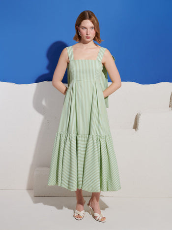 Caper Stripe Maxi Dress Pastel Green / Z