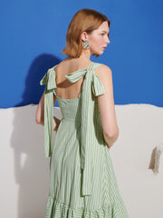 Caper Stripe Maxi Dress Pastel Green / Z