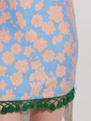 Floral Jacquard Mini Dress with Hem Trim Cornflower Blue / Z