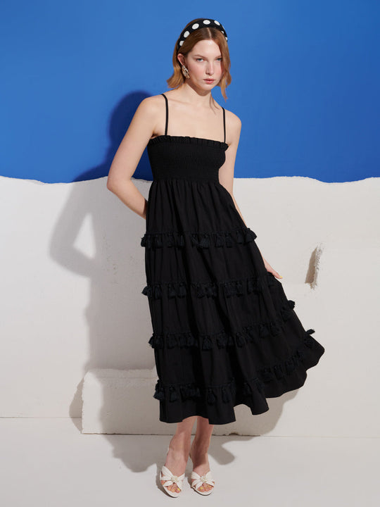 Sandstone Tassel Midi Dress Black / Z