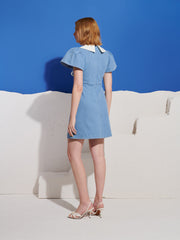 Kasos Denim Bow Dress Washed Blue / Z