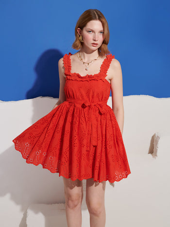 Saffron Trim Mini Dress Red / Z