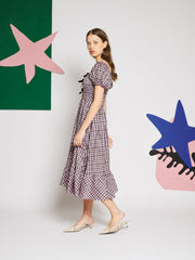 Vence Check Bow Midi Dress Baby Pink, Black / Z