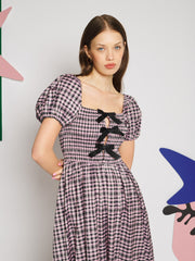Vence Check Bow Midi Dress Baby Pink, Black / Z