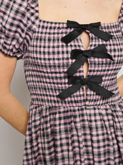 Vence Check Bow Midi Dress Baby Pink, Black / Z