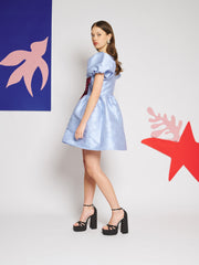 Adele Bow Mini Dress Cornflower Blue / Z