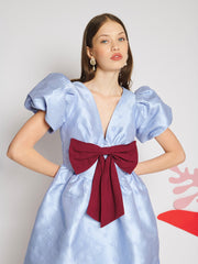 Adele Bow Mini Dress Cornflower Blue / Z