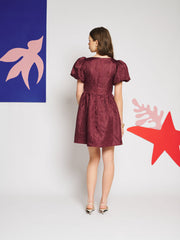 Bordeaux Bow Mini Dress Marroon Red / Z